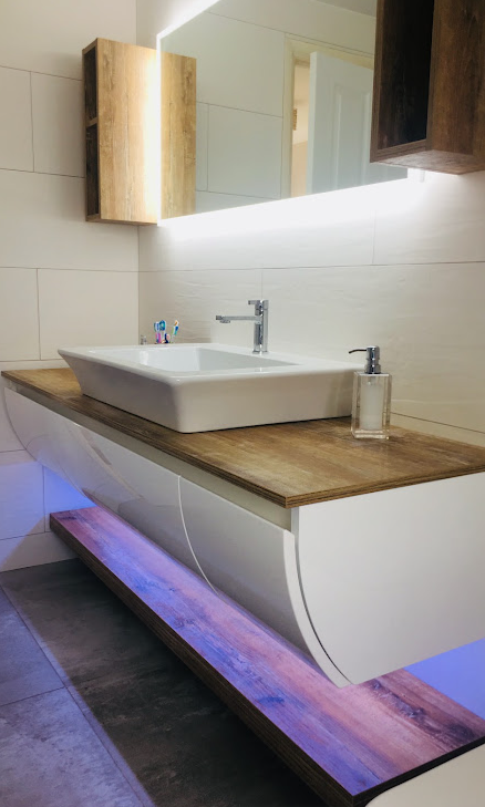 Modern bathroom vanity installation